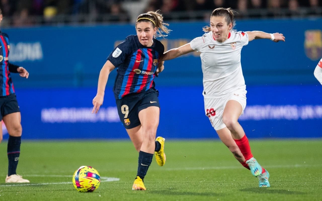 Imagen del primer partido de 2023 de Barça y Sevilla. Crédito: Twitter FCBfemeni