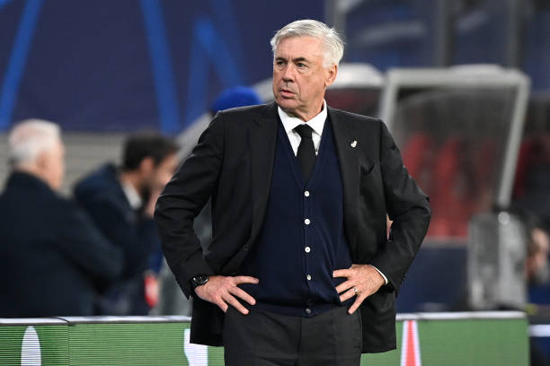 RB Leipzig v Real Madrid: Group F - UEFA Champions League LEIPZIG, GERMANY - OCTOBER 25: Carlo Ancelotti, Head Coach of Real Madrid looks on during the UEFA Champions League group F match between RB Leipzig and Real Madrid at Red Bull Arena on October 25, 2022 in Leipzig, Germany. (Photo by Stuart Franklin/Getty Images)