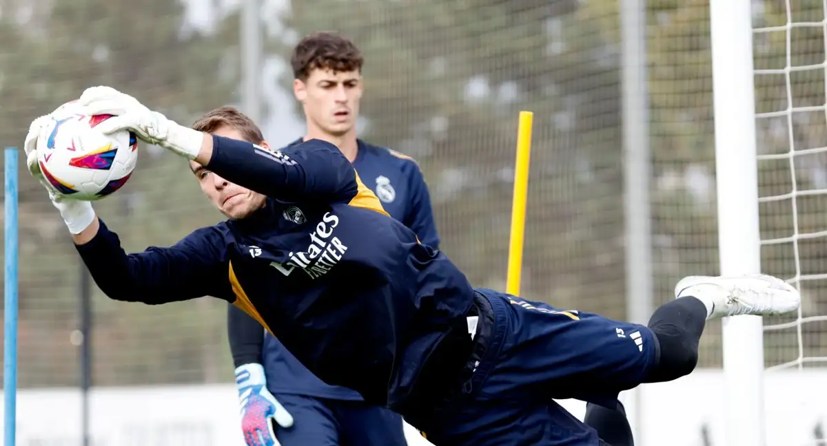 Lunin y Kepa entrenando en Valdebebas