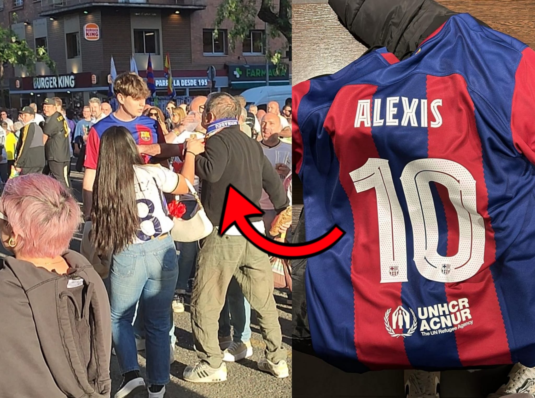 Alexis es un aficionado del FC Barcelona que fue increpado y agredido, verbal y físicamente, por un aficionado del Real Madrid que consideraba que provocaba al llevar una camiseta de su club mientras paseaba por los aledaños
