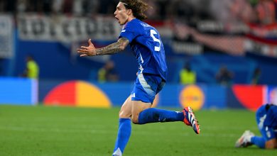 LEIPZIG, ALEMANIA - 24 DE JUNIO: Riccardo Calafiori de Italia en acción durante el partido de la fase de grupos de la UEFA EURO 2024 entre Croacia e Italia en el Estadio de Fútbol de Leipzig el 24 de junio de 2024 en Leipzig, Alemania. (Foto de Claudio Villa/Getty Images para FIGC)