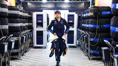 NORTHAMPTON, ENGLAND - JULY 06: Sergio Perez of Mexico and Oracle Red Bull Racing walks into the garage prior to final practice ahead of the F1 Grand Prix of Great Britain at Silverstone Circuit on July 06, 2024 in Northampton, England. (Photo by Mark Thompson/Getty Images)