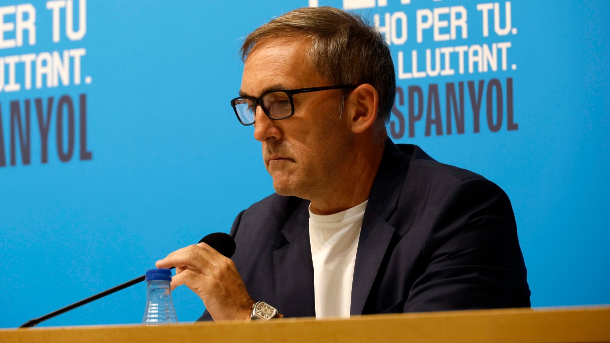 Fran Garagarza en la presentación de los nuevos dos fichajes del Espanyol