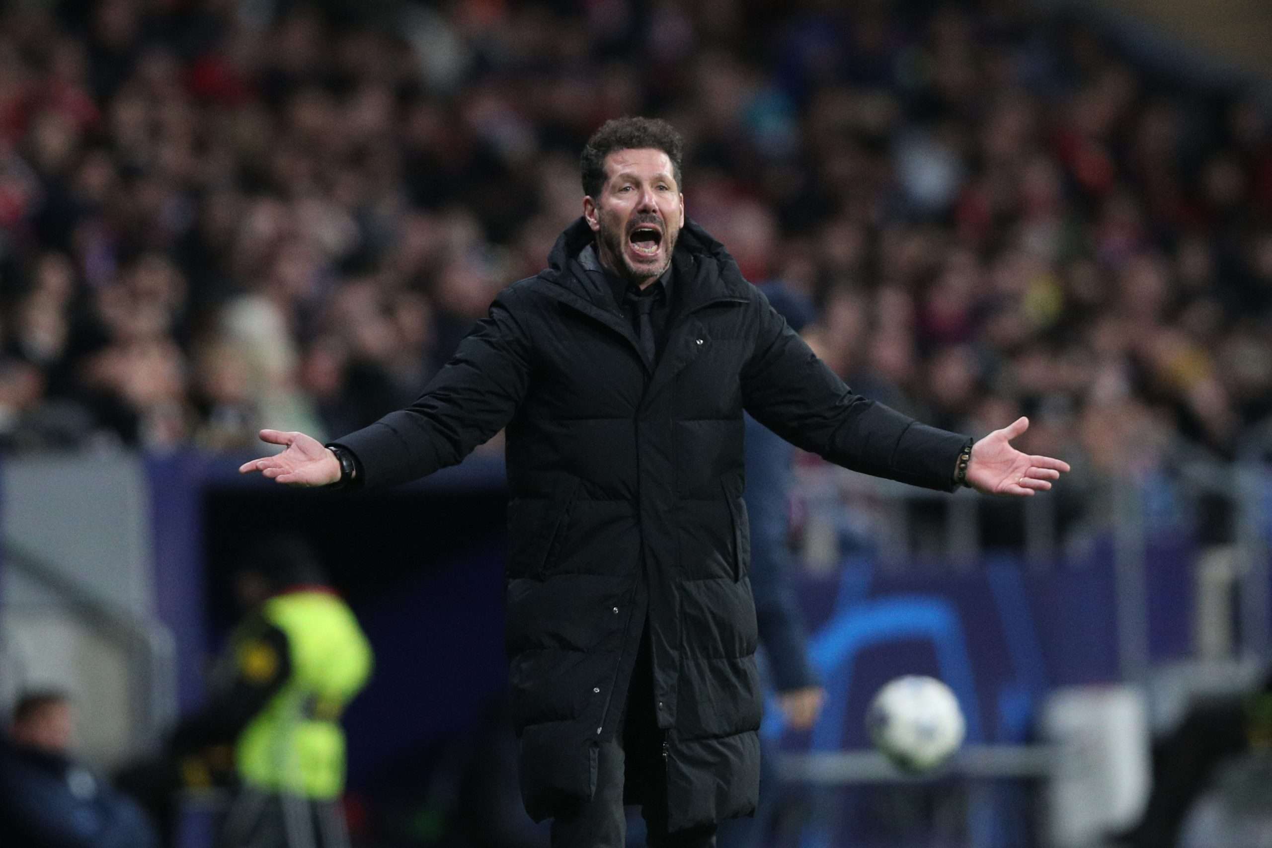 MADRID, SPAIN - DECEMBER 13: Manager Diego Pablo Simeone alias el Cholo of Atletico de Madrid reacts during the UEFA Champions League match between Atletico Madrid and SS Lazio at Civitas Metropolitano Stadium on December 13, 2023 in Madrid, Spain. (Photo by Gonzalo Arroyo Moreno/Getty Images)