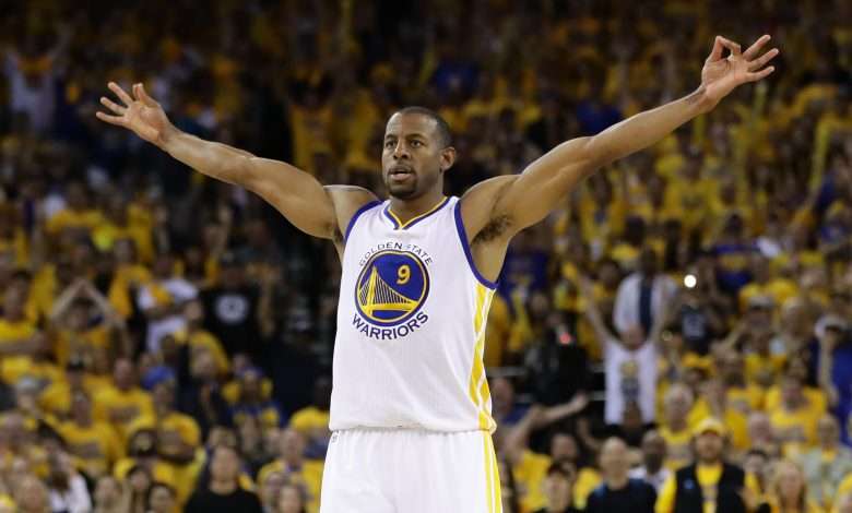 OAKLAND, CA - MAY 30: Andre Iguodala #9 of the Golden State Warriors reacts after hitting a three-point basket in Game Seven of the Western Conference Finals during the 2016 NBA Playoffs at ORACLE Arena on May 30, 2016 in Oakland, California. NOTE TO USER: User expressly acknowledges and agrees that, by downloading and or using this photograph, User is consenting to the terms and conditions of the Getty Images License Agreement. (Photo by Ezra Shaw/Getty Images)
