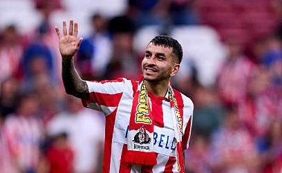 MADRID, SPAIN - MAY 18: Angel Correa of Atletico de Madrid waves at the fans at the La Liga EA Sport match between Atletico de Madrid and Real Betis at Riyadh Air Metropolitano on May 18, 2025 in Madrid, Spain.