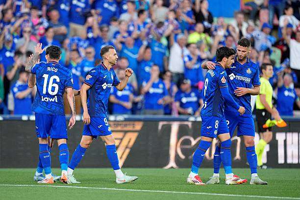 GETAFE, SPAIN - MAY 24: Borja Mayoral of Getafe CF celebrates a goal during the Spanish League, LaLiga EA Sports, football match played between Getafe CF and RC Celta de Vigo at Coliseum de Getafe on May 24, 2025, in Getafe, Madrid, Spain. (Photo By Oscar J. Barroso/Europa Press via Getty Images)