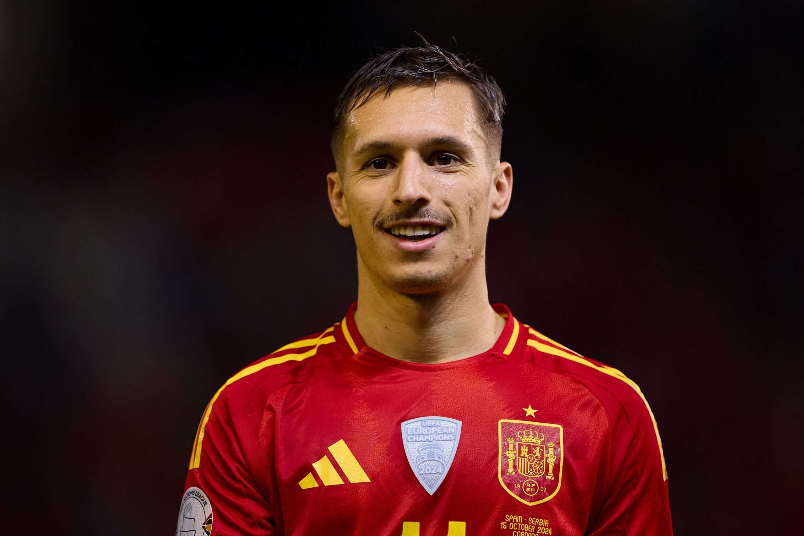 CORDOBA, SPAIN - OCTOBER 15: Bryan Zaragoz of Spain looks on during the UEFA Nations League 2024/25 League A Group A4 match between Spain and Serbia at Estadio Nuevo Arcangel on October 15, 2024 in Cordoba, Spain. (Photo by Fran Santiago/Getty Images)