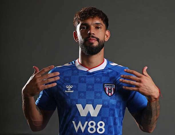 SUNDERLAND, ENGLAND - AUGUST 11: In this image released on August 12, 2025, Omar Alderete poses under studio lights at The Academy of Light after signing for Sunderland AFC on August 11, 2025 in Sunderland, England. (Photo by Ian Horrocks/Sunderland AFC via Getty Images)