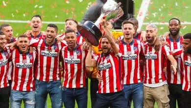 Koke Resurreccion of Atletico de Madrid celebrates with La Liga trophy during the trophy presentation at Estadio Wanda Metropolitano on May 23, 2021 in Madrid, Spain. (Photo by Angel Martinez/Getty Images)