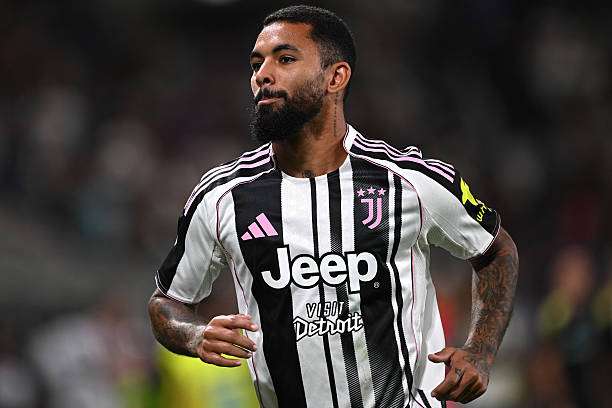 BERGAMO, ITALY - AUGUST 16: Douglas Luiz of Juventus looks during the pre-season friendly match between Atalanta v Juventus on August 16, 2025 in Bergamo, Italy.
