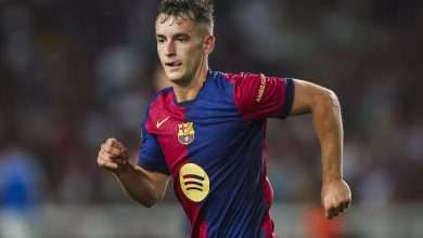 Marc Casado of FC Barcelona looks on during the Joan Gamper Trophy match between FC Barcelona and AS Monaco at Estadi Olimpic Lluis Companys on August 12, 2024 in Barcelona, Spain. (Photo by Eric Alonso/Getty Images)