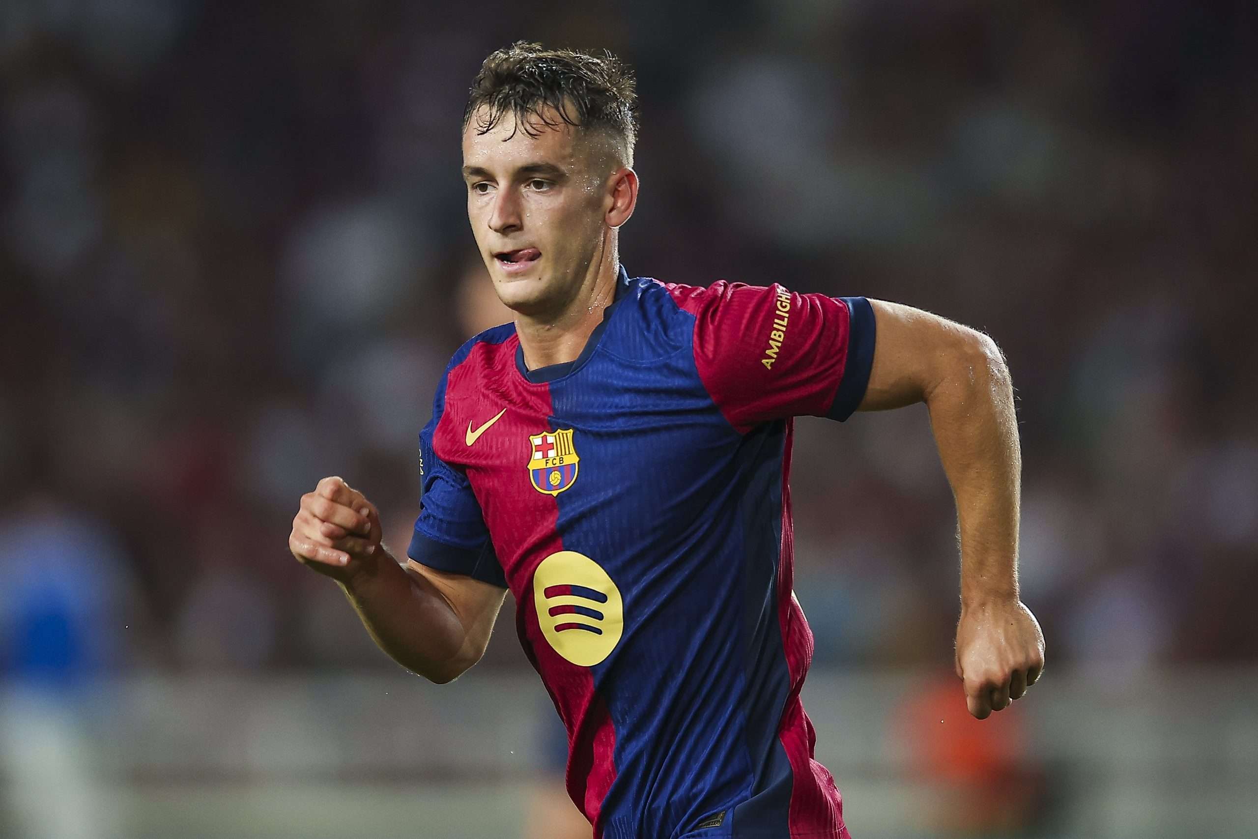Marc Casado of FC Barcelona looks on during the Joan Gamper Trophy match between FC Barcelona and AS Monaco at Estadi Olimpic Lluis Companys on August 12, 2024 in Barcelona, Spain. (Photo by Eric Alonso/Getty Images)