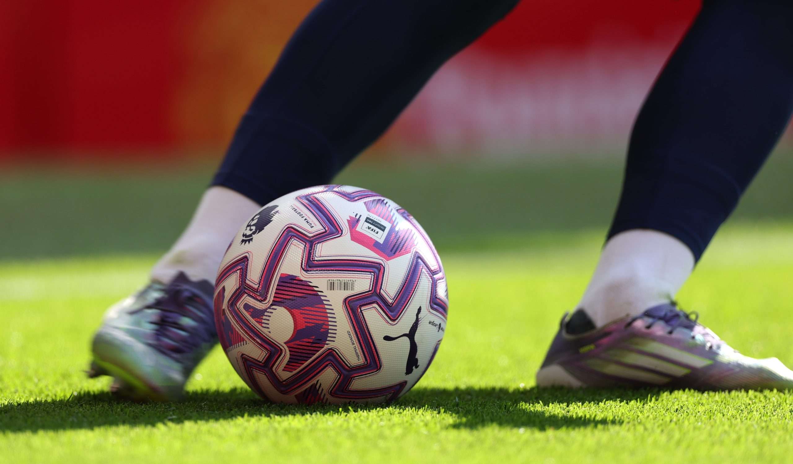 The Puma Premier League ball is pictured being kicked during the Premier League match between Manchester United and Arsenal at Old Trafford on August 17, 2025 in Manchester, England. (Photo by Stu Forster/Getty Images)