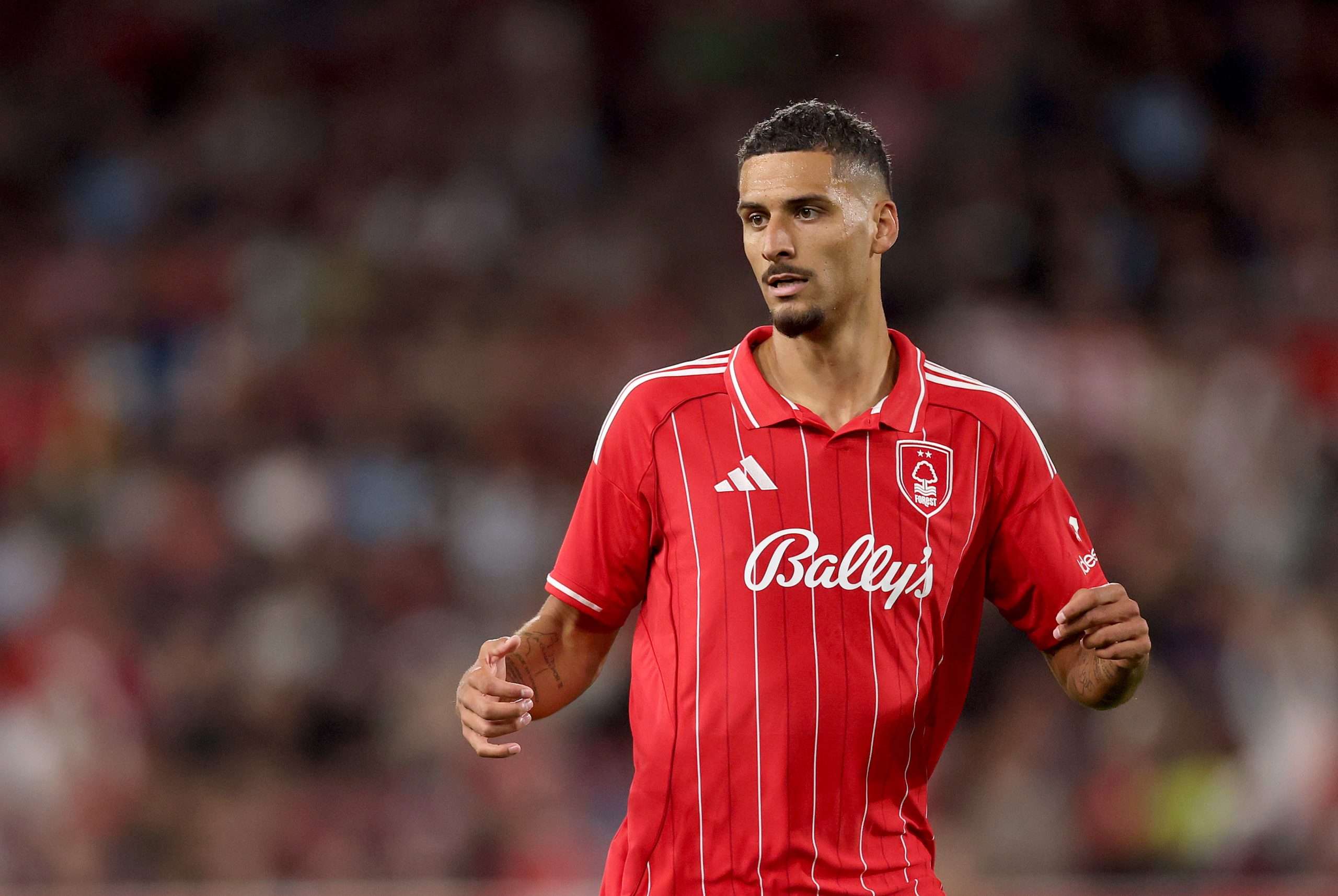 NOTTINGHAM, ENGLAND - AUGUST 05: David Carmo of Nottingham Forest during the pre-season friendly match between Nottingham Forest and ACF Fiorentina at City Ground on August 05, 2025 in Nottingham, England. (Photo by Carl Recine/Getty Images)