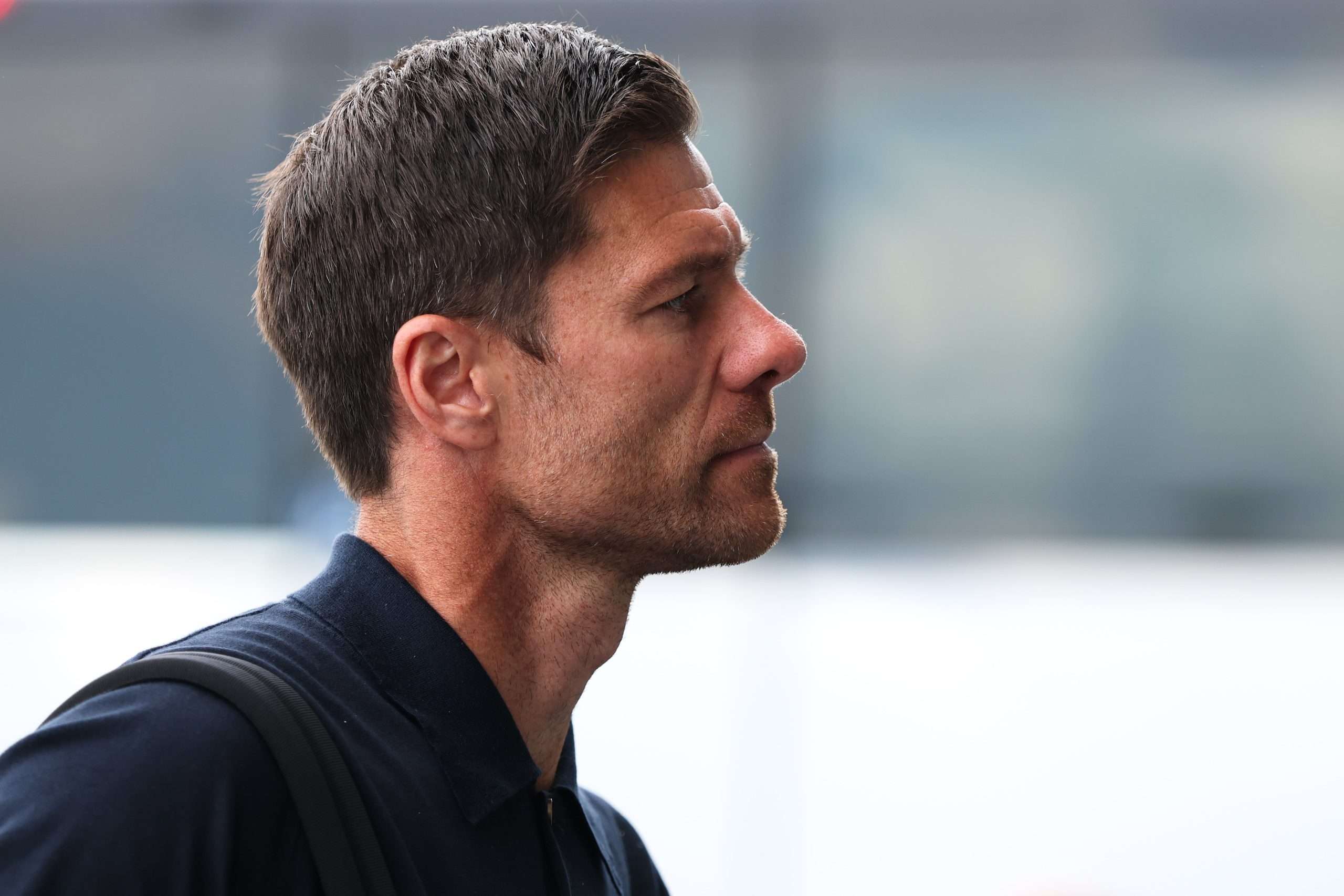 EAST RUTHERFORD, NEW JERSEY - JULY 09: Xabi Alonso, Head Coach of Real Madrid C.F, arrives at the stadium prior to the FIFA Club World Cup 2025 semi-final match between Paris Saint-Germain and Real Madrid CF at MetLife Stadium on July 09, 2025 in East Rutherford, New Jersey. (Photo by Luke Hales/Getty Images)