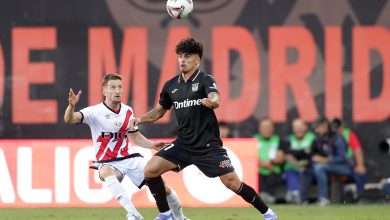 Ivan Balliu (L) of Rayo Vallecano de Madrid competes for the ball with Juan Cruz (R) of Club Deportivo Leganés during the LaLiga match between Rayo Vallecano and CD Leganes at Estadio de Vallecas on September 28, 2024 in Madrid, Spain. (Photo by Gonzalo Arroyo Moreno/Getty Images)