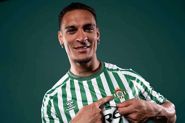 SEVILLE, SPAIN - MAY 13: Antony of Real Betis Balompie poses for a portrait during the UEFA Conference League Final 2025 access day on May 13, 2025 in Seville, Spain.