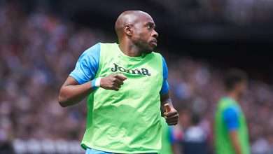 Allan Romeo Nyom of Getafe CF during the LaLiga match between Valencia CF and Getafe CF at Mestalla on May 10, 2025 in Valencia, Spain. (Photo by GSI/Icon Sport via Getty Images)