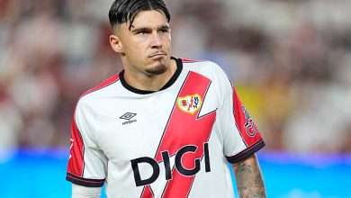 MADRID, SPAIN - AUGUST 31: Andrei Ratiu of Rayo Vallecano looks on during the Spanish League, LaLiga EA Sports, football match played between Rayo Vallecano and FC Barcelona at Estadio de Vallecas on August 31, 2025, in Madrid, Spain.