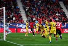 PAMPLONA, SPAIN - OCTOBER 03: Alejandro Catena of CA Osasuna scoring his team's second goal during the LaLiga EA Sports match between CA Osasuna and Getafe CF at Estadio El Sadar on October 03, 2025 in Pamplona, Spain. (Photo by Juan Manuel Serrano Arce/Getty Images)