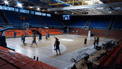El Flexicar Fuenlabrada entrenando antes de su enfrentamiento contra el Club Melilla Baloncesto