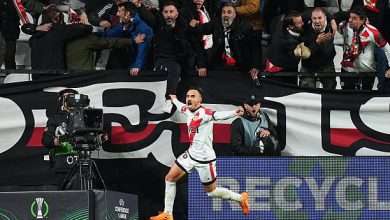 MADRID, SPAIN - NOVEMBER 06: Alvaro Garcia Rivera of Rayo Vallecano celebrates scoring his team's third goal during the UEFA Conference League 2025/26 League Phase MD3 match between Rayo Vallecano de Madrid and KKS Lech Poznan at Estadio Vallecas on November 06, 2025 in Madrid, Spain.