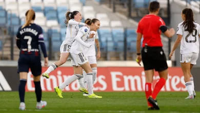 Las jugadoras del Real Madrid celebran