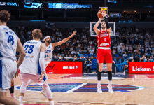 Duda Sanadze con Georgia frente a Finlandia en este EuroBasket