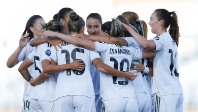 Celebración jugadoras del Real Madrid femenino.