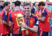Fabian Ruiz #8 of Spain celebrates with the FIFA World Cup Winner’s Trophy after the team’s victory following the FIFA World Cup 2026 Final match between Spain and Argentina at New York New Jersey Stadium on July 19, 2026 in East Rutherford, New Jersey. (Photo by Carl Recine/Getty Images)