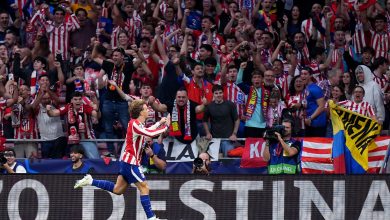 MADRID, SPAIN - OCTOBER 13: Pablo Barrios of Atletico Madrid celebrates scoring his team’s first goal during the UEFA Champions League 2026/27 League Phase MD2 match between Atletico de Madrid and Manchester United at Estadio Metropolitano on October 13, 2026 in Madrid, Spain. (Photo by Angel Martinez/Getty Images)
